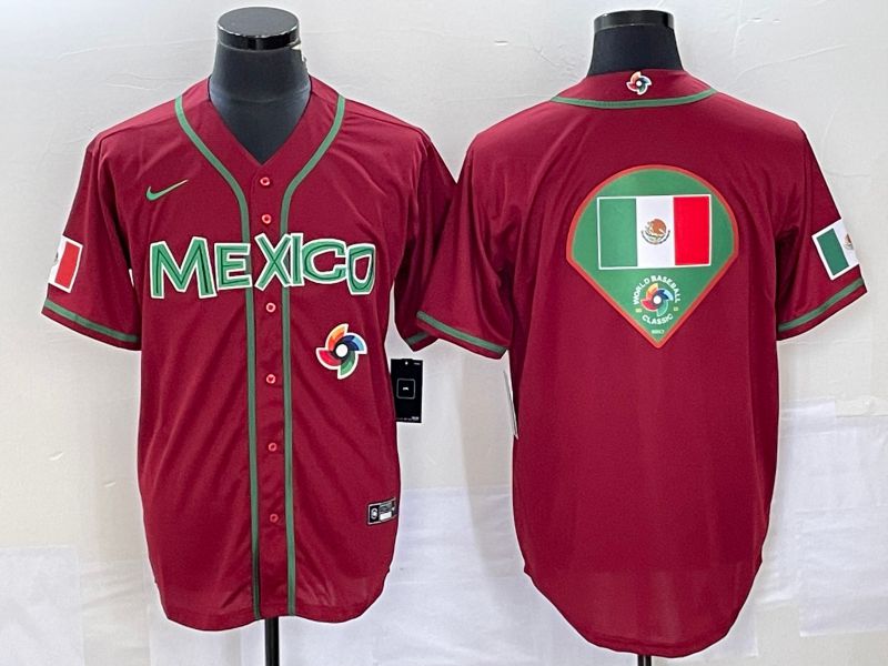 Men 2023 World Cub Mexico Blank Red Nike MLB Jersey29->more jerseys->MLB Jersey